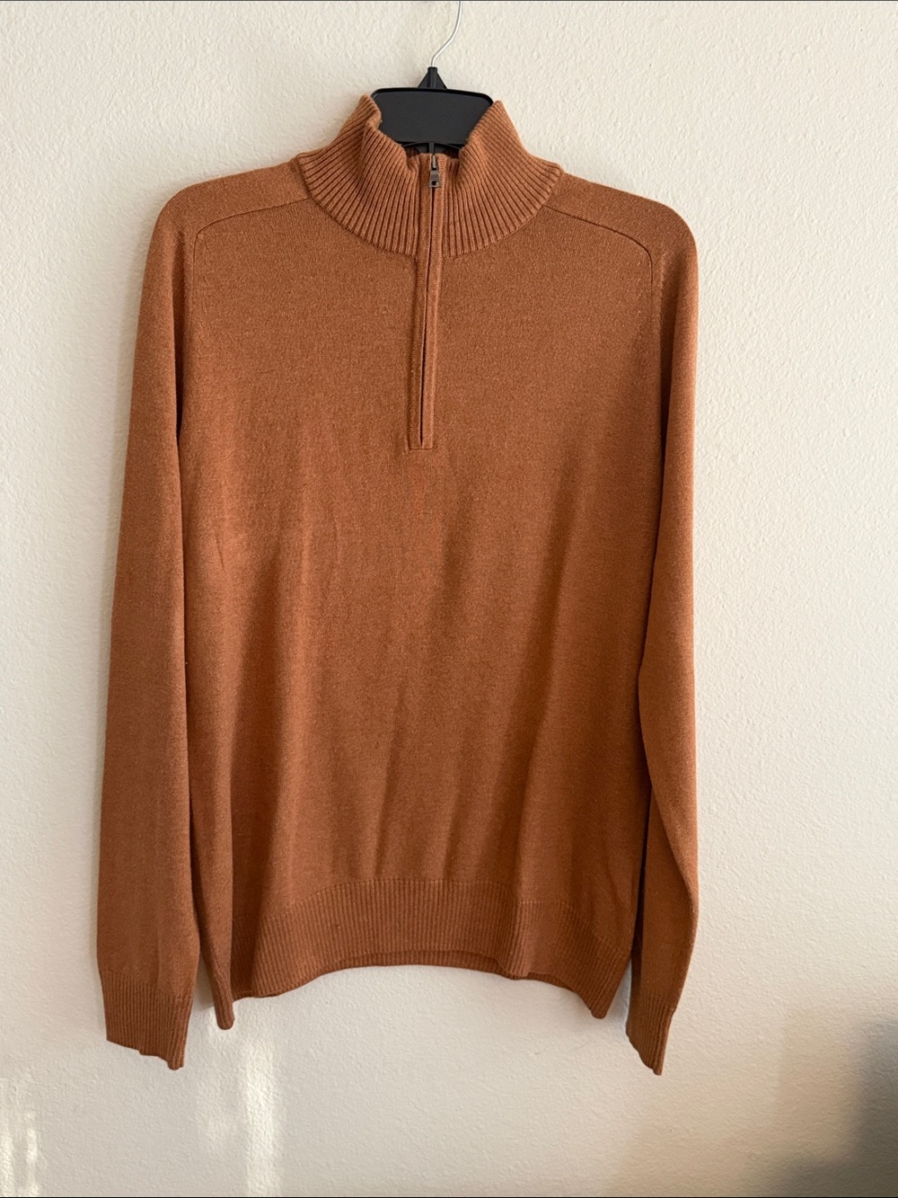 Men's Silk Cashmere Half-Zip Sweater - Rust Brown